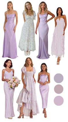 bridesmaid dresses in different colors and styles