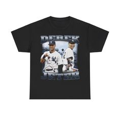 Get your hands on our Derek Jeter Bootleg Rap Style T-Shirt, perfect for baseball enthusiasts and vintage hip hop fans alike. This eye-catching graphic tee captures Derek Jeter's legendary moments, making it a standout addition to any wardrobe. **Features - **Premium Print Bold, vibrant graphics on a soft and comfy cotton shirt. - **Retro Design Inspired by classic 90s rap tees, merging sports and hip hop flair. - **Unisex Fit Available in multiple sizes for both men and women. - **Durable & Com Streetwear Graphic T-shirt For Baseball Season, Baseball Season Fan Apparel T-shirt With Graphic Print, Baseball Season Streetwear T-shirt With Graphic Print, Graphic Print T-shirt For Baseball Season Streetwear, Black Graphic Tee For Baseball Season, Black Graphic Tee For Baseball, Throwback Relaxed Fit T-shirt For Fan Merchandise, Throwback Relaxed Fit T-shirt For Fans, Throwback Baseball Fan Merchandise T-shirt