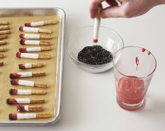 Mad Men Retro Chocolate Edible Cigarette Ashes - wonder if I can make an all-natural version Trailer Trash Party, Hillbilly Party, Mad Men Party, Trash Party, Cheap Diy Halloween Decorations, Enjoy Your Meal, Chocolate Bread, Chocolate Pretzels, Krispy Kreme