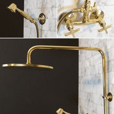 the shower head and hand shower faucet are all brass