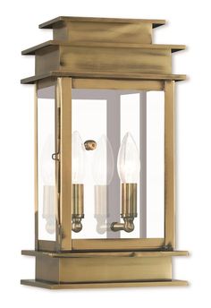 The Princeton collection is a fresh interpretation on the classic English pocket lantern. Hand crafted solid brass, our Princeton fixtures are built for lasting beauty. This outdoor wall light features an antique brass finish and clear glass. This old world charm is built to last. Livex Lighting Princeton 2-Light 14-in H Antique Brass Outdoor Wall Light Stainless Steel | 2014-01 Wall Mount Lantern, Livex Lighting, Outdoor Wall Lantern, Outdoor Light, Wall Lantern, Outdoor Wall Lights, Lamps Plus, Outdoor Wall, Outdoor Wall Lighting