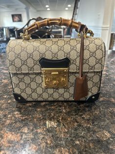 GUCCI Padlock shoulder Bamboo bag GG supreme. Condition is Pre-owned. Shipped with USPS Priority Mail. Cute Dope Outfits, Gucci Bamboo Bag, Increase Testosterone Naturally, Gucci Bags Outlet, Gucci Handbags Outlet, Gucci Padlock, High End Handbags, Dream Bags, Luxury Bags Collection