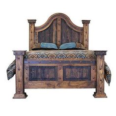 Laguna Wood Bed Frame Rustic Queen Bed, Wood Bed Frame Queen, Bedroom Headboards, Reclaimed Wood Paneling, Rustic Bedroom Design, Pine Beds, Arched Headboard, Western Bedroom, Into The West