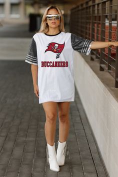 TAMPA BAY BUCCANEERS BLING IT FULL SEQUIN JERSEY DRESS Sequin Jersey Dress, Sequin Jersey, Tampa Bay Bucs, Dresses Xxl, Tampa Bay Buccaneers, Tampa Bay, Jersey Dress, Xl Dress, Tunic Dress