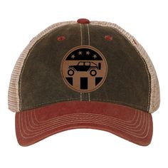 Off Road 4WD Leatherette Patch 6 Panel Unstructured Low Profile Mesh Back Old Favorite Trucker Caps for men and women.Art Work in the USA: Imported high quality caps for men and women with graphic design laser engraved made in USA.Leatherette offers the look and feel of genuine leather. This richly textured, synthetic material is water resistant, easy to clean and durable enough for the rigors of daily use. The high quality workmanship of each leatherette piece is sure to impress every recipient Khaki Trucker Baseball Cap For Outdoor, Brown Trucker Hat With Visor, Khaki Trucker Hat For Outdoor, Adjustable Trucker Baseball Cap In Khaki, Adjustable Khaki Trucker Baseball Cap, Caps For Men, Womens Camo, Military Hat, Navy And Khaki