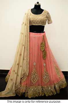 Peach Colour Nylon Net Fabric Party Wear Lehenga Choli Comes with matching blouse. This Lehenga Choli Is crafted with Thread Work,Hand Work This Lehenga Choli Comes with Unstitched Blouse Which Can Be... Peach Lehenga, Heavy Lehenga, Party Wear Lehenga Choli, Choli Designs, Lehenga Collection