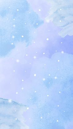 a blue and white background with snow flakes on the sky, stars and clouds