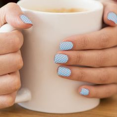 Stylish and cute Placid Blue & White Polka Dot Pattern Cinnamon Candy, Minx Nails, Candy Hearts, Manicure Set, Heart Candy, Diamond Quilt, Pink Polka Dots, Nail Wraps, Pattern Floral