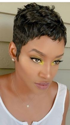 Low Hairstyle, Women With Black Hair, Pixie 2024, Tapered Hairstyles, Blonde Hairdo, Natural Tapered Cut, Sleek Short Hair, Black Pixie, Short Permed Hair