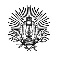 a black and white drawing of a light bulb with leaves around it on a white background