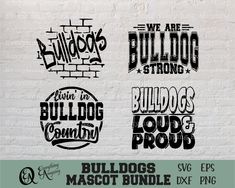 the bulldog svg bundle includes 4 different font styles