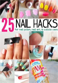 I paint my nails about 20 times a month. That means my nails need a lot of maintenance. Check out these 25 Nail Hacks to help you care for your nails! Do It Yourself Nails, Nail Hacks, Nail Polish Hacks, Nail Polish Nail Art, Unghie Nail Art, Manicure Gel, Cuticle Care, Nagel Tips, Polish Art