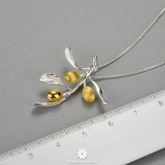 Olive Leaves Branch Fruits Necklace – ROMAYN JEWELRY Mother's Day Pendant Earrings, Mother's Day Sterling Silver Necklace With Matching Earrings, Yellow Sterling Silver Pendant Jewelry, Yellow Sterling Silver Jewelry Set With Matching Earrings, Yellow Sterling Silver Jewelry For Anniversary, Pierced Sterling Silver Jewelry For Mother's Day, Pendant Jewelry For Anniversary, Gold Sterling Silver Earrings For Mother's Day, Pendant Pierced Jewelry For Anniversary