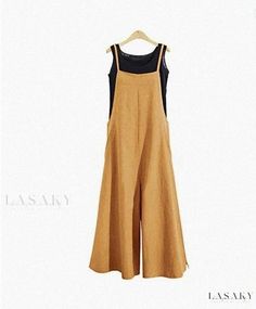 Lasaky - Loose Fit Casual Jumpsuit with Pockets Wide Leg Jumpsuits, Jumpsuit Casual, Cotton Jumpsuit, Cropped Jumpsuit, Cotton Romper, Plus Size Jumpsuit, Asian Outfits, Casual Jumpsuit, Overalls Women