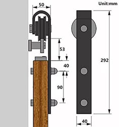 an image of a door handle with measurements for the handles and knobs on it