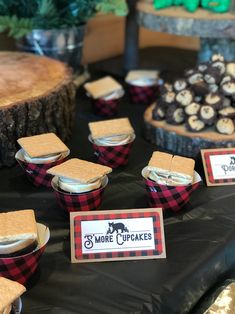 Lumberjack Bash on Fleek! Woodland Theme Party, Eagle Scout Ceremony, Smores Cupcakes, Lumberjack Plaid, Baby Boy First Birthday, North Georgia Mountains, Georgia Mountains, Big Kitchen, Woodland Theme