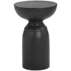 a black stool with a wooden top on a white background