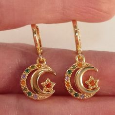 Lunar Jewelry, Moon Earring, Ear Cuff Jewelry, Prom Dance, Wedding Banquet, Real Jewelry, Yellow Earrings, Sparkle Earrings, Pretty Necklaces