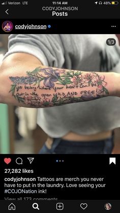 a person with a tattoo on their arm and the caption says, i love you