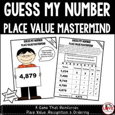 a place value poster with the words guess my number and place value master on it