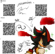 a drawing of sonic the hedgehog with qr code