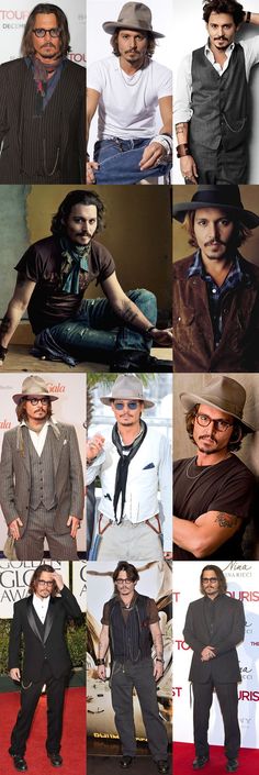 many different pictures of men in suits and hats