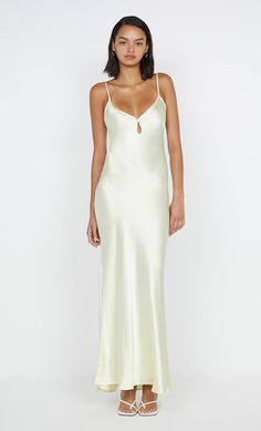 Cedar City Backless Maxi Bridesmaid Formal Dress in Ice Yellow Butter by Bec + Bridge Bec And Bridge Camille Dress, Pale Yellow Long Dress, Bec And Bridge Cedar City Dress, Cedar City Maxi Dress, Bec And Bridge Dresses, Light Blue Silk Dress, White Prom Dresses, Best Selling Design, Yellow Long Dress