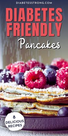 Here are 8 delicious recipes for diabetes friendly pancakes. These pancake recipes are easy to make, low-carb, high-protein, taste amazing, and won’t spike your blood sugar. Add fresh fruit and your favorite sugar-free pancake syrup and you have a delicious, healthy breakfast to start your day. Pancakes For Diabetics, Pancake Recipe For Diabetics, Keto Bites, Quick Easy Healthy Breakfast, Sugar Free Pancake Syrup, Low Carb Oatmeal, Delicious Healthy Breakfast, Healthy Brunch Recipes