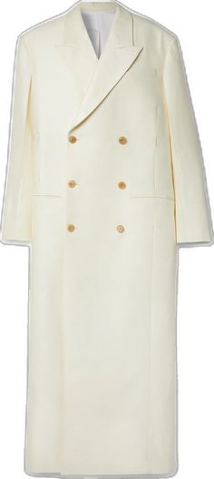 Elegant Double-breasted Cream Wool Coat, Elegant Winter White Pea Coat For Work, Elegant Oversized Double-breasted Pea Coat, Cream Double-breasted Outerwear With Notch Lapel, Oversized Luxury Outerwear For Formal Occasions, Chic Cream Wool Coat For Formal Occasions, Elegant Oversized Pea Coat For Office, Chic Cream Pea Coat For Formal Occasions, Elegant Formal Oversized Wool Coat