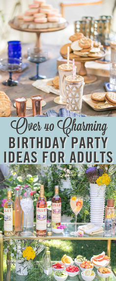 an outdoor birthday party with food and drinks