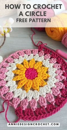 Crochet Granny Circle Diagram, Crochet Round Granny Square Pattern, How To Crochet A Round Circle, Crochet Patterns Circle, Crochet Granny Circle Pattern Free, Circular Crochet Patterns, Crochet Patterns For Variegated Yarn, Granny Circle Pattern, How To Crochet A Circle