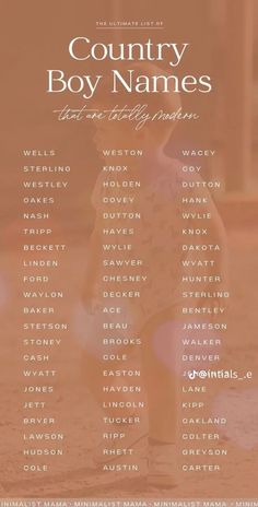 the country boy names are shown in this poster