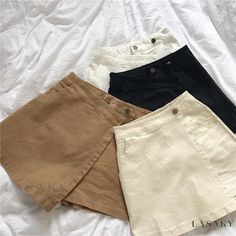 Lasaky - High-Waisted Leisure Skirt Shorts for Campus Wear Belted Midi Skirt, Casual Denim Shorts, Aesthetic Clothing Stores, Egirl Outfits, Campus Style, Skirt Shorts, Irregular Hem, Casual Skirt, Skirt Design