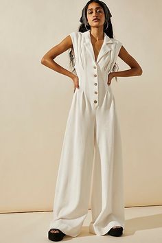 Shasta One-Piece Boho Style Inspiration, Wedding Outfits For Women, Jumpsuit Outfits, Boho Jumpsuit, Tailored Clothes, Ruffle Jumpsuit, Free People Clothing, White Jumpsuit, Jumpsuit Fashion