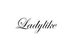 the word ladylike written in cursive handwriting on a white background with black ink