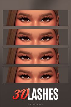 the front and back cover of 30 lashes with different types of eyes, including one for each