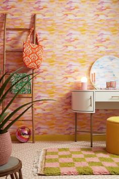 Bright Bedroom Ideas, Bohemian Style Wallpaper, Office Guest Bedroom, Watercolour Pattern, Watercolor Clouds, Bedroom Trends, Cloud Print