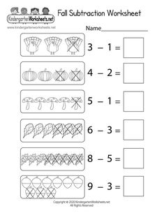 the worksheet for fall subtraction worksheet is filled with numbers