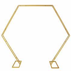 a gold metal frame with two square sections on each side and one rectangular section in the middle