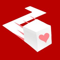 a white box with a red heart on it and an arrow sticking out of it