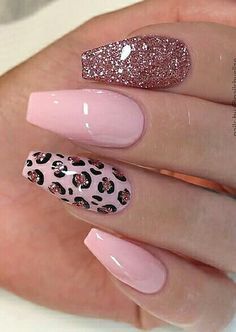 Ombre Nail Design, Leopard Print Nails, Valentine Nails, Colorful Nails, Leopard Nails, Glitter Design, Design Nails