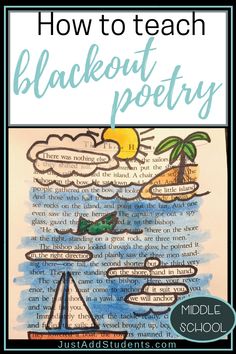 a book page with the title how to teach blackout poetry