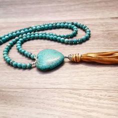 Beautiful And Unique Turquoise Heart Necklace With Soft Deerskin Leather Tassel. Lobster Claw Closure. 19 Inches. Handmade Item. Offers Welcome. Turquoise Beaded Necklaces With Tassels For Gift, Bohemian Turquoise Heart Shaped Beaded Necklaces, Bohemian Turquoise Heart Shaped Beaded Necklace, Bohemian Turquoise Heart-shaped Beaded Necklace, Red Pendant Necklace, Turquoise Heart Necklace, Stella And Dot Necklace, Blue Pendant Necklace, Bridal Choker