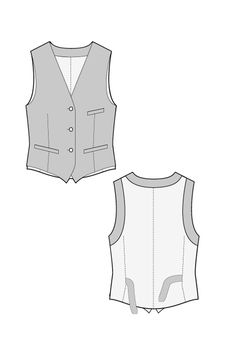 the front and back view of a vest pattern for a child's dress shirt