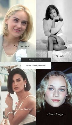 four different pictures of the same woman