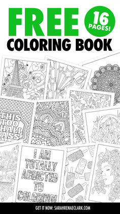 Free Coloring Book for Adults. 16 Pages Printable Drawings To Color, Sarah Renae Clark, Printable Drawings, Free Coloring Pages For Adults, Drawings To Color, Adult Coloring Books Printables, Adult Colouring Printables, Swear Word Coloring Book, Coloring Pages Inspirational