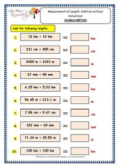 the measurement worksheet for addition and subtraction with numbers to 10,