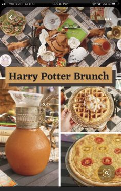 the cover of harry potter brunch, with pictures of food and drinks on it