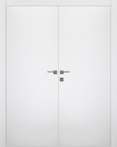 an open white door with two handles on each side and one handle at the top