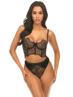 Emery Lace Longline Bra Set Velvet Bustier, Designer Bra, Demi Cup Bra, High Waisted Briefs, Strappy Bra, Curvy Kate, Shapewear Bodysuit, Longline Bra, Velvet Lace